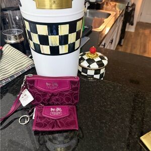 Coach Fuchsia Wristlet and Keychain Set